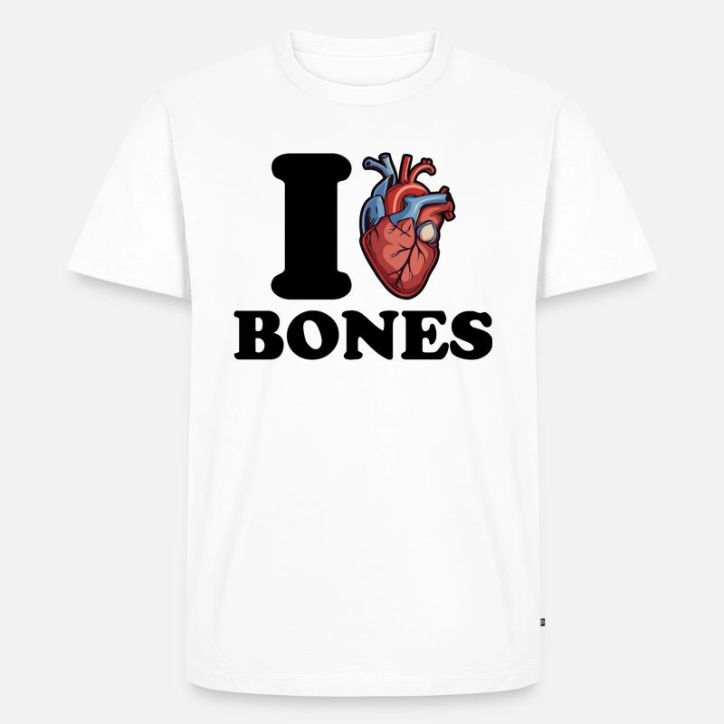 Ich liebe Bones - Männer Premium Bio T-Shirt - Weiß