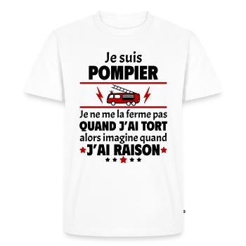 Je suis pompier, fête des pères, noël - T-shirt Premium bio Homme - blanc - Devant - Nico (187cm)
