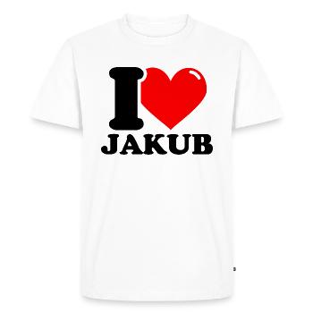 J’aime jakub Prénom - T-shirt Premium bio Homme - blanc - Devant - Nico (187cm)
