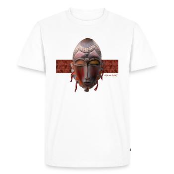 Masque africain, OUEST - T-shirt Premium bio Homme - blanc - Devant - Nico (187cm)