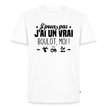J’peux pas j’ai un vrai boulot moi ! - T-shirt Premium bio Homme - blanc - Devant - Nico (187cm)