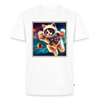Space Kitty - Men's Premium Organic T-Shirt - white - Front - Nico (187cm)