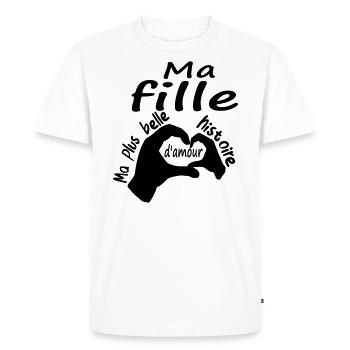 Ma fille ma plus belle histoire d'amour - T-shirt Premium bio Homme - blanc - Devant - Nico (187cm)