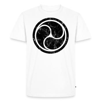 Triple Yin Yang, Tao, Bouddhisme Zen, Tibet, Japon - T-shirt Premium bio Homme - blanc - Devant - Nico (187cm)