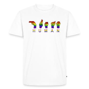 Human - Pride and Respect - Hand Signals - Men's Premium Organic T-Shirt - white - Front - Nico (187cm)