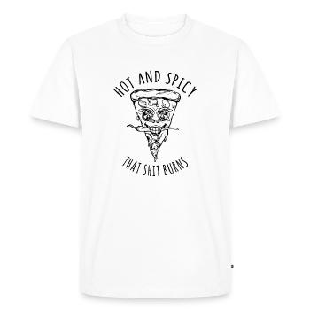 T-shirt Pizza Chaud et Épicé - T-shirt Premium bio Homme - blanc - Devant - Nico (187cm)