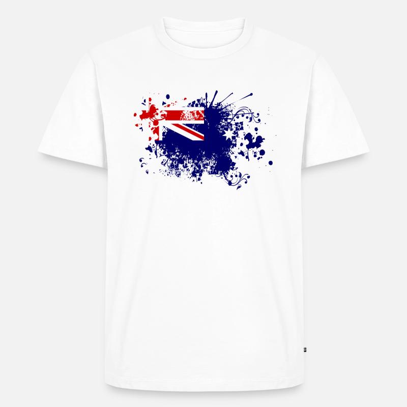 Australien Flagge Farbspritzer Down Under - Männer Premium Bio T-Shirt - Weiß