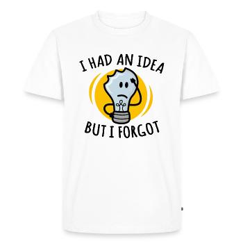 I Had An Idea But I Forgot, Funny Light Bulb - Men's Premium Organic T-Shirt - white - Front - Nico (187cm)