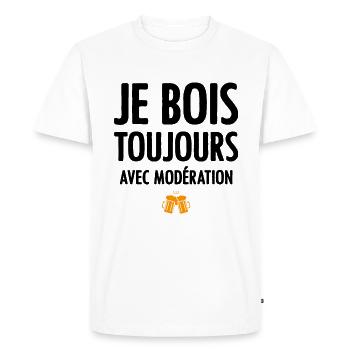 je bois toujours avec modération - T-shirt Premium bio Homme - blanc - Devant - Nico (187cm)