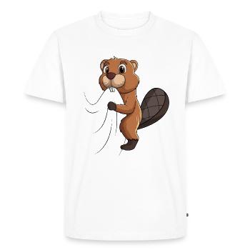 Castor Enfants Garçons Filles - T-shirt Premium bio Homme - blanc - Devant - Nico (187cm)