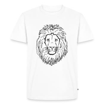 Tête de lion noir et blanc - T-shirt Premium bio Homme - blanc - Devant - Nico (187cm)