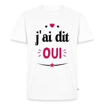 J'ai dit oui - Cadeau futur Mariés - T-shirt Premium bio Homme - blanc - Devant - Nico (187cm)