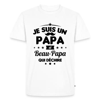 je suis un papa et beau-papa qui déchire - T-shirt Premium bio Homme - blanc - Devant - Nico (187cm)