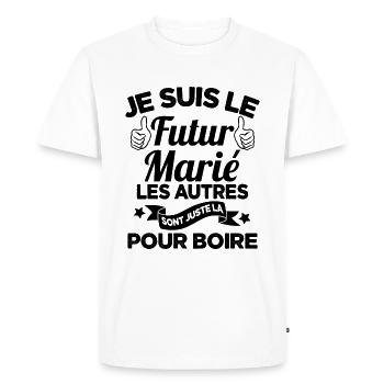 Cadeau de célibataire pour un futur marié - T-shirt Premium bio Homme - blanc - Devant - Nico (187cm)