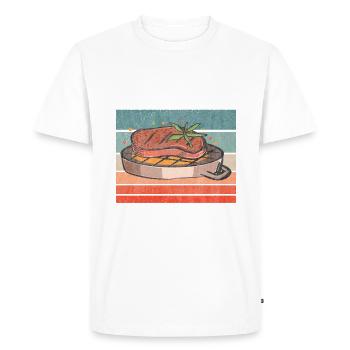 Cadeau de steak amateur de steak - T-shirt Premium bio Homme - blanc - Devant - Nico (187cm)