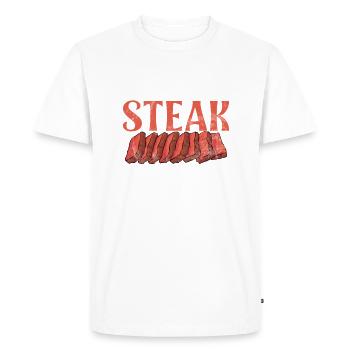 Cadeau de steak amateur de steak - T-shirt Premium bio Homme - blanc - Devant - Nico (187cm)