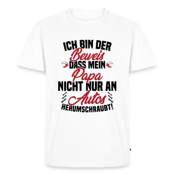 Je suis la preuve que papa ne se soucie pas seulement des voitures - T-shirt Premium bio Homme - blanc - Devant - Nico (187cm)