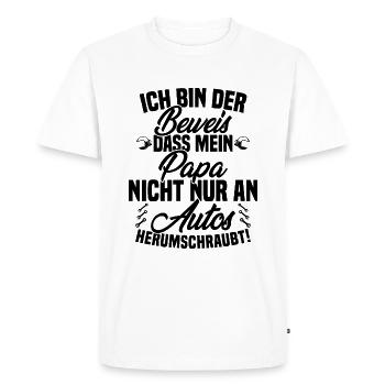 Je suis la preuve que papa ne se soucie pas seulement des voitures - T-shirt Premium bio Homme - blanc - Devant - Nico (187cm)