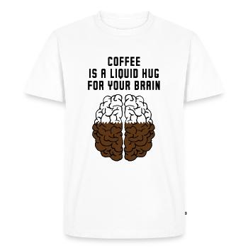 café un câlin liquide Drôle de citation de café - T-shirt Premium bio Homme - blanc - Devant - Nico (187cm)