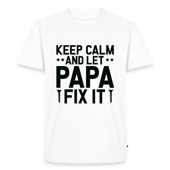 Restez calme et laissez Papa le réparer - T-shirt Premium bio Homme - blanc - Devant - Nico (187cm)