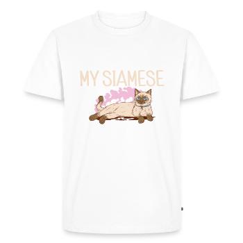 Cadeaux de chat siamois - T-shirt Premium bio Homme - blanc - Devant - Nico (187cm)