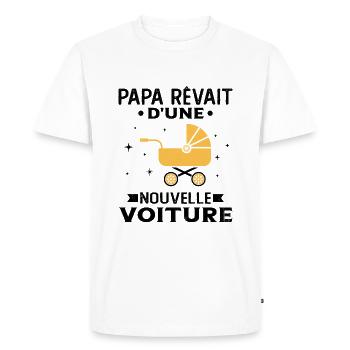 Papa Cadeau Futur Papa - nouvelle voiture de Papa - T-shirt Premium bio Homme - blanc - Devant - Nico (187cm)