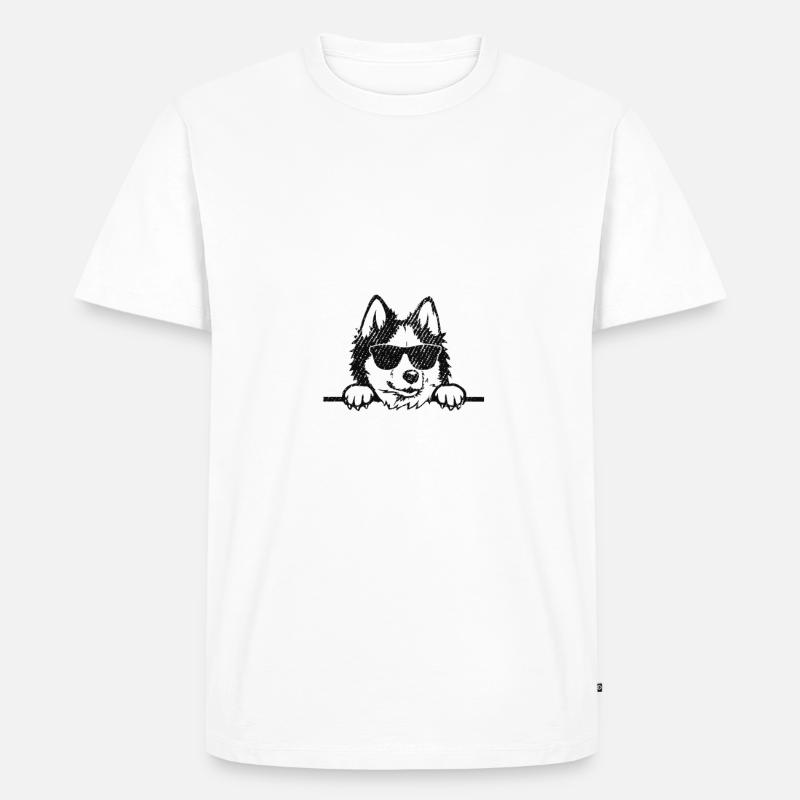 Husky-Hunde-Geschenke - Männer Premium Bio T-Shirt - Weiß