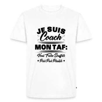 Homme Coach Humour Cadeau Sportif Coach - T-shirt Premium bio Homme - blanc - Devant - Nico (187cm)