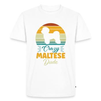 Maltese Owner Gifts - Men's Premium Organic T-Shirt - white - Front - Nico (187cm)