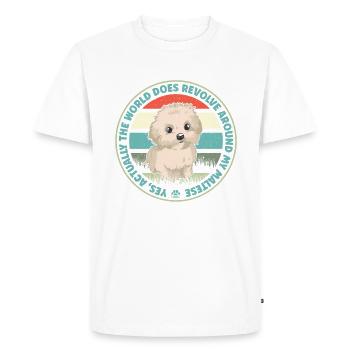 Maltese Owner Gifts - Men's Premium Organic T-Shirt - white - Front - Nico (187cm)