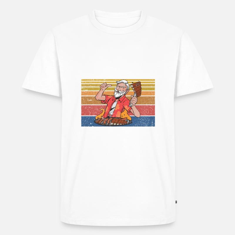 Grill Barbecue Grilling - Männer Premium Bio T-Shirt - Weiß