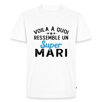 Voila à Quoi Ressemble un super Mari Drole mariage - T-shirt Premium bio Homme - blanc - Devant - Nico (187cm)