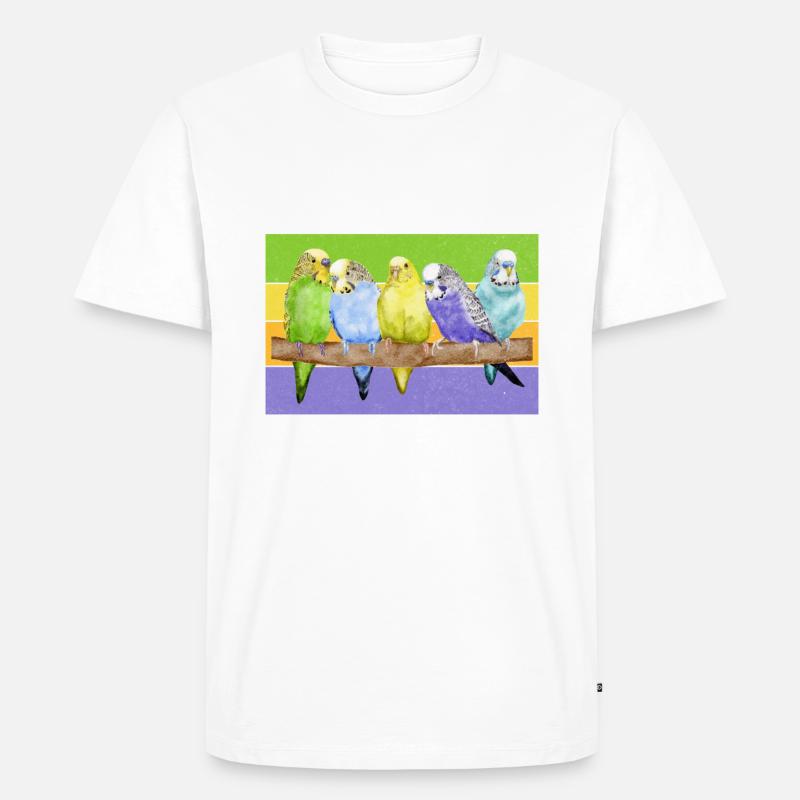 Budgie Gift - Männer Premium Bio T-Shirt - Weiß