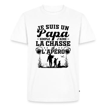 Je suis un papa simple j'aime la chasse et l'apéro - T-shirt Premium bio Homme - blanc - Devant - Nico (187cm)