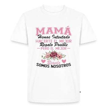 Mom but the best gift is us - Men's Premium Organic T-Shirt - white - Front - Nico (187cm)