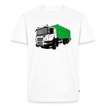 Wagon à ordures - Camion à ordures - T-shirt Premium bio Homme - blanc - Devant - Nico (187cm)