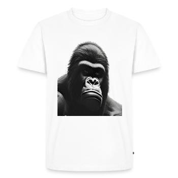 Gorille à dos argenté - T-shirt Premium bio Homme - blanc - Devant - Nico (187cm)