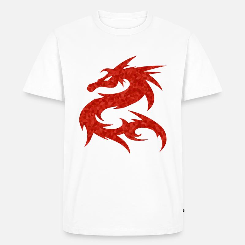 Roter Drache - Männer Premium Bio T-Shirt - Weiß