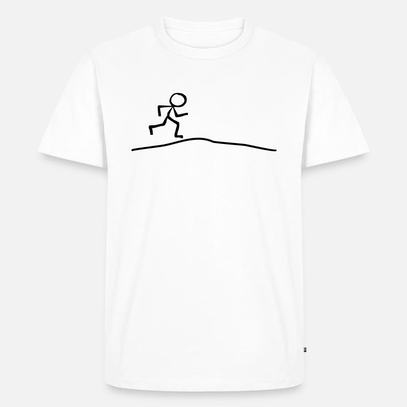 Strichmännchen läuft Steigung - Männer Premium Bio T-Shirt - Weiß