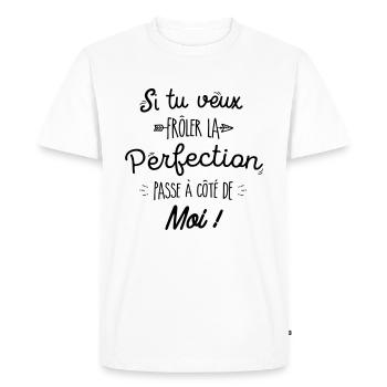 Perfection c'est moi - T-shirt Premium bio Homme - blanc - Devant - Nico (187cm)