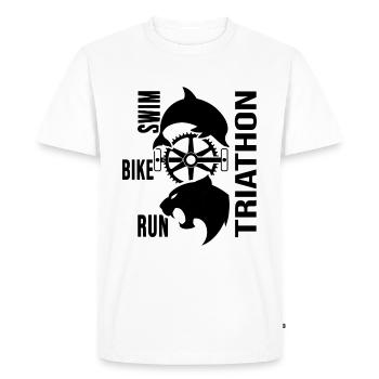 Triathlète triathlon « natation-vélo-course » - T-shirt Premium bio Homme - blanc - Devant - Nico (187cm)
