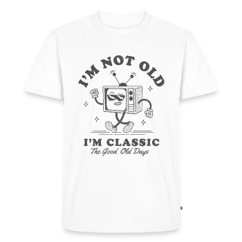 Pas vieux, juste classique - T-shirt Premium bio Homme - blanc - Devant - Nico (187cm)