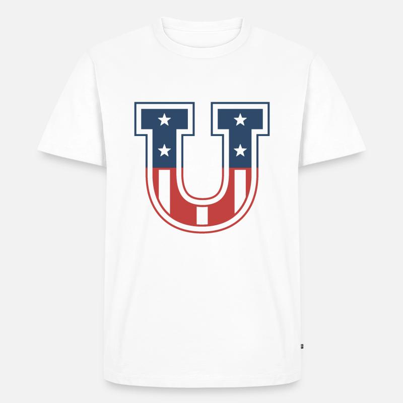 Buchstabe U USA - Männer Premium Bio T-Shirt - Weiß