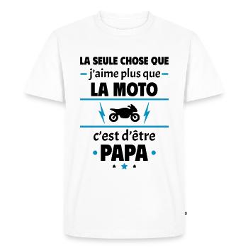 Plus que la moto c'est d'être papa, noël,Moto - T-shirt Premium bio Homme - blanc - Devant - Nico (187cm)