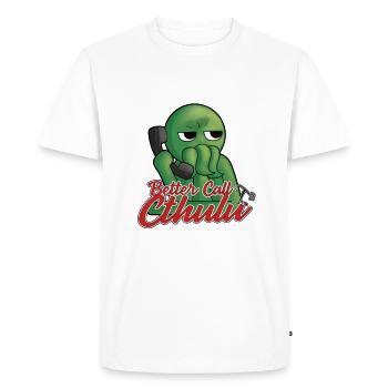 Better call Cthulu - Men's Premium Organic T-Shirt - white - Front - Nico (187cm)