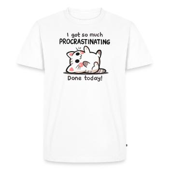 Chat procrastiner - T-shirt Premium bio Homme - blanc - Devant - Nico (187cm)