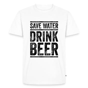 SAVE WATER DRINK BEER Drôle de chemise de bière Cadeau - T-shirt Premium bio Homme - blanc - Devant - Nico (187cm)