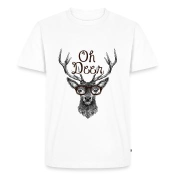 Wild antler deer glasses animal nature - Men's Premium Organic T-Shirt - white - Front - Nico (187cm)