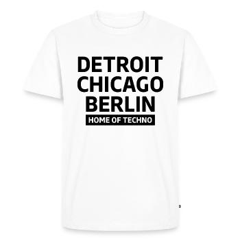 Detroit Chicago Berlin home of techno minimal Club - Men's Premium Organic T-Shirt - white - Front - Nico (187cm)