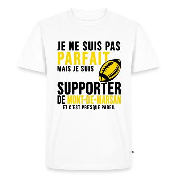 rugby stade Mont de marsan club rugby montois SM - T-shirt Premium bio Homme - blanc - Devant - Nico (187cm)